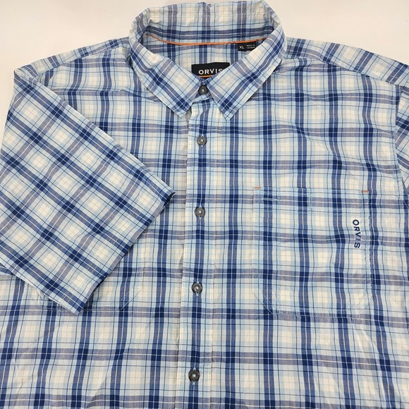 Orvis Other - Orvis Mens XL Blue Plaid Short Sleeve Active Fit Button Down Shirt RN 70534